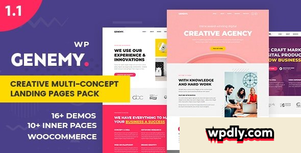 genemy-v1601---creative-multi-concept-landing-pages-pack-with-page-builder