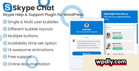 Skype Chat Support Pro v1.1.2 – WordPress Plugin
