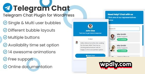Telegram Chat Support Pro WordPress Plugin v1.0.5